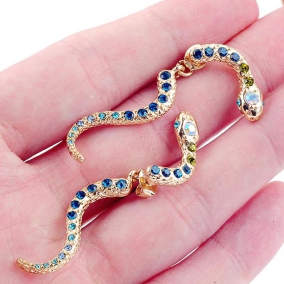 Boho Snake Cubic Zirconia Earrings - Picture 3 of 4